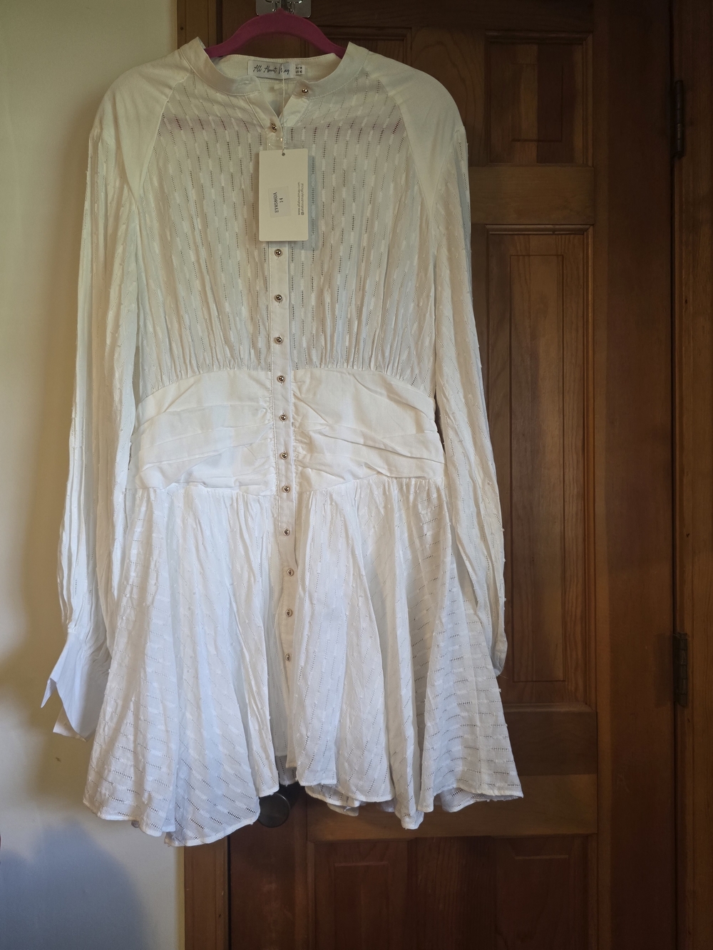 All About May NWT White Textured Button-Front Tunic Dress - Picture 13 of 16